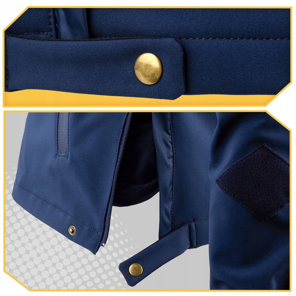 Softshell Policja Kurtka Ochronna Wodoodporna z Rzepami i Zamkami XL Kolor niebieski